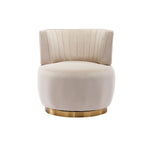 Swivel Chair 360° Round Velvet Barrel - Beige