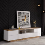TV Cabinet Modern Color-Block 180cm Wood Grain Finish White