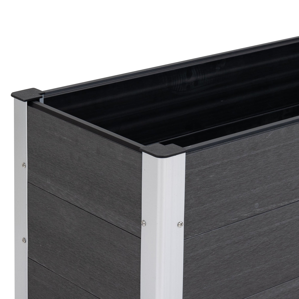 Raised Garden Bed Planter, Weatherproof WPC/Aluminum, 100x50x50cm, Grey