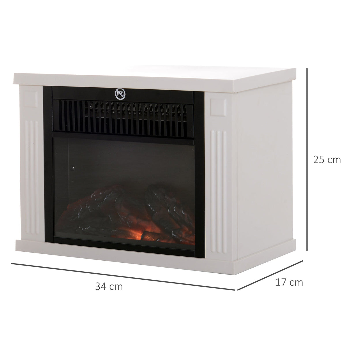 Electric Fireplace, 1200W Freestanding with Flame Effect, White
