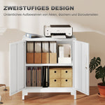 Metal Office Cabinet, Lockable Doors 2-Tier, White