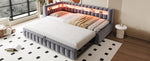 Upholstered Sofa Bed with LED Lighting and USB Charging, 90x200cm, Dark Grey Velvet