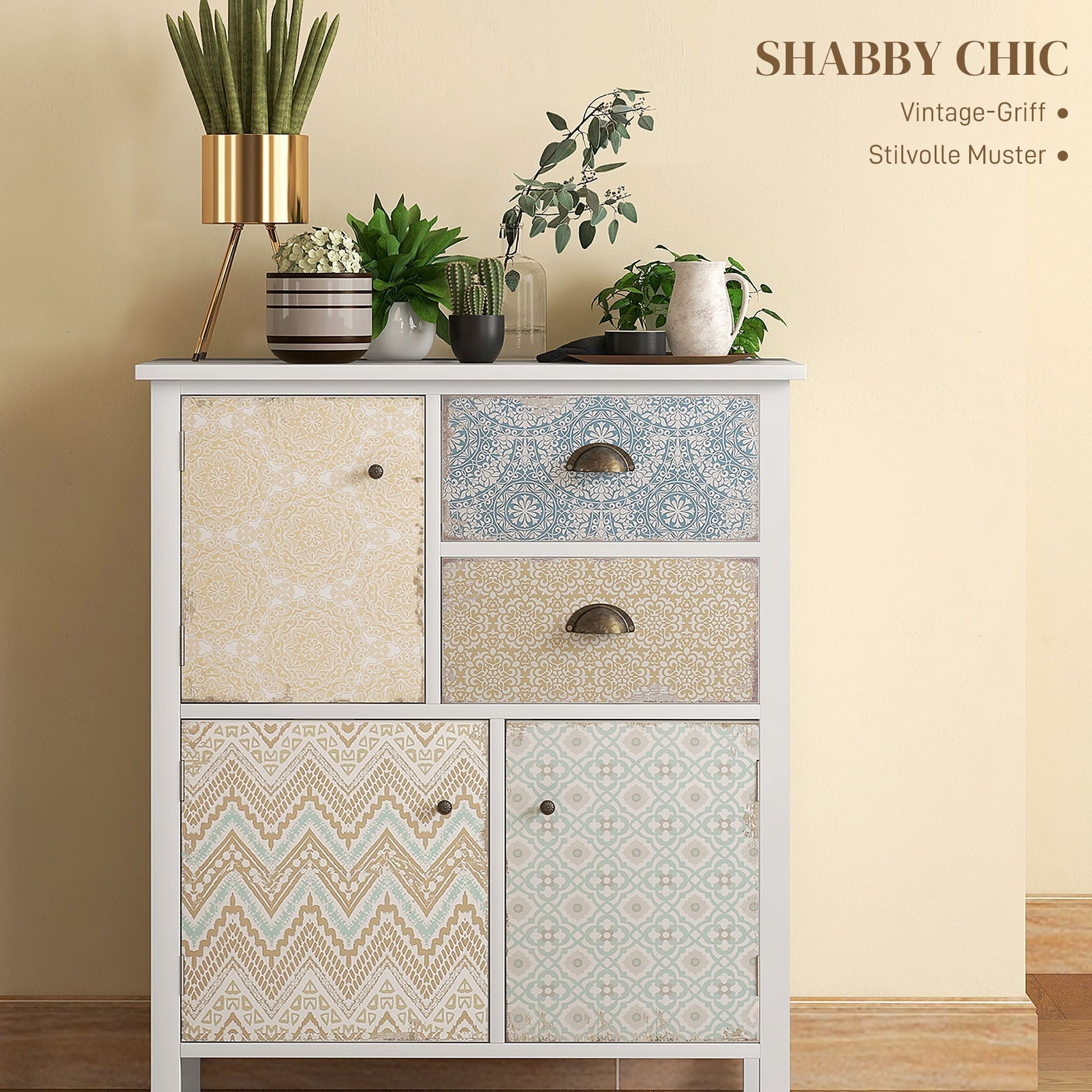 Chest of Drawers Storage Cabinet, 2 Drawers 3 Compartments, Anti-tip, White