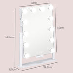 Hollywood Mirror, 12 LEDs, 3 Light Colors, USB Charging, White