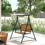 Porch Swing, 2-Seater, Adjustable Sunroof, Weatherproof, Black