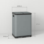 Trash Can 2x30L Pedal Bin with Lid, Metal