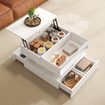 Coffee Table, Height-Adjustable with 16-Color Lighting, Glass & Acrylic