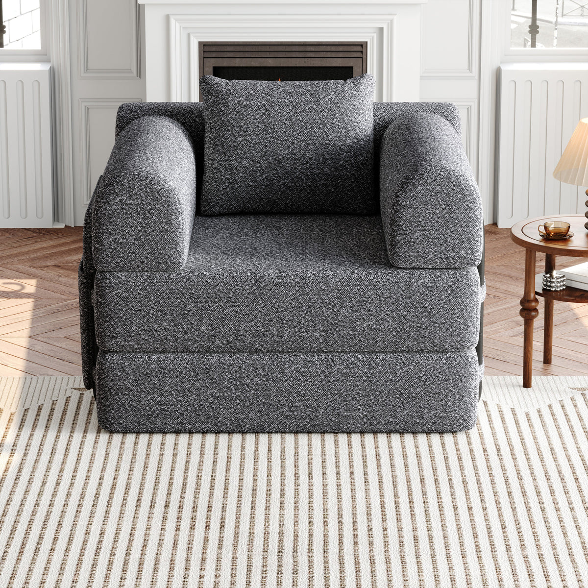 2-in-1 Sleeper Sofa with Storage Armrest and Multiple Configurations, Chenille