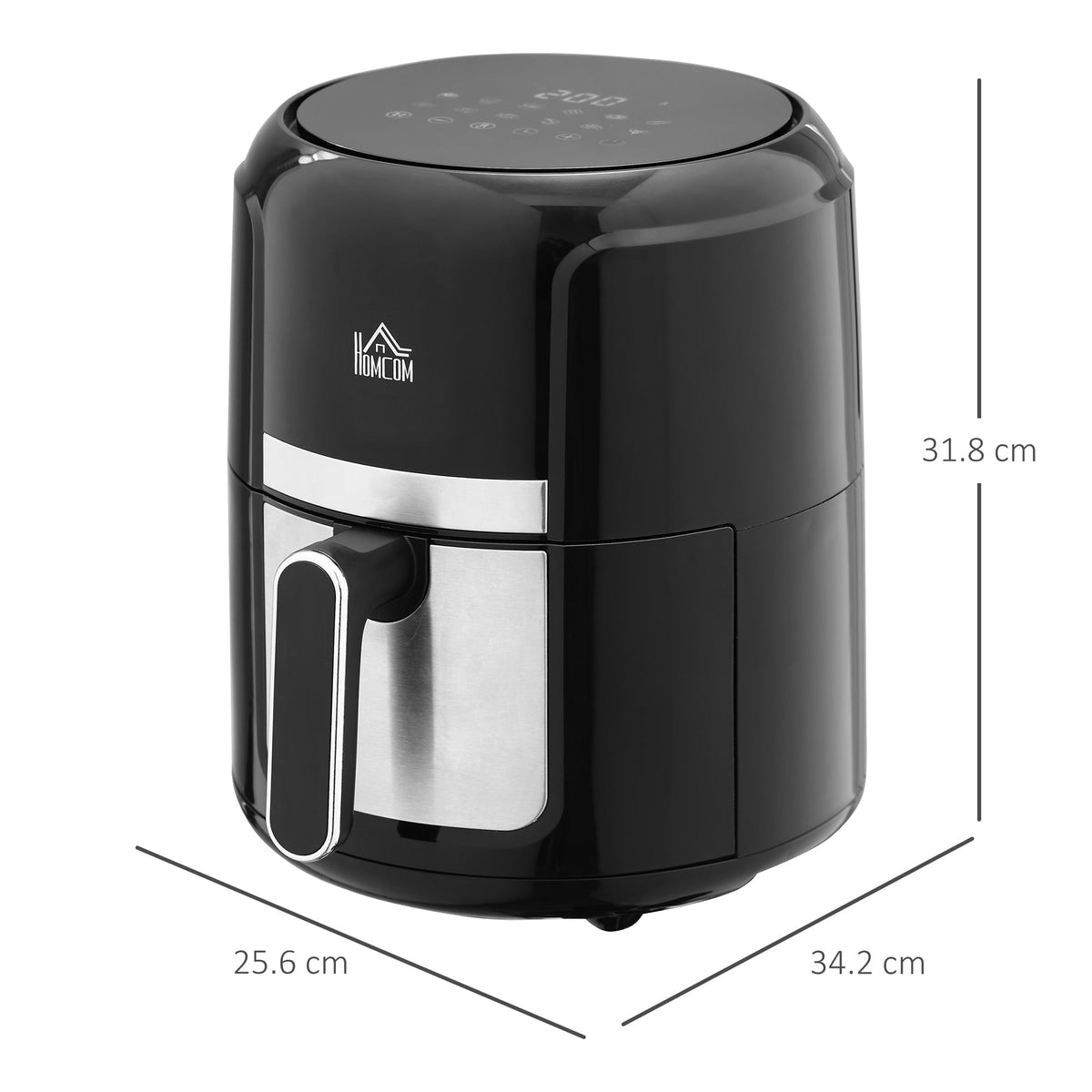 4L Air Fryer, 12 Programs, 60-Min Timer, Non-Stick Basket, Black