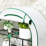 Greenhouse Round Roof, Door, Shelves, Steel, White