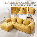 Sectional Sofa L-Shaped 3-Seater Chaise No Assembly Chenille Yellow