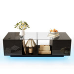 Modern Coffee Table with LED Lighting, High-Gloss, Black