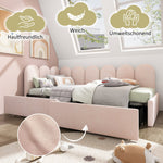 Upholstered Bed, Single with Drawers, Daybed, 90x190cm, Pink Velvet
