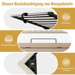 Youth Upholstered Bed 90x200 LED Bed Box - Linen Beige & Walnut