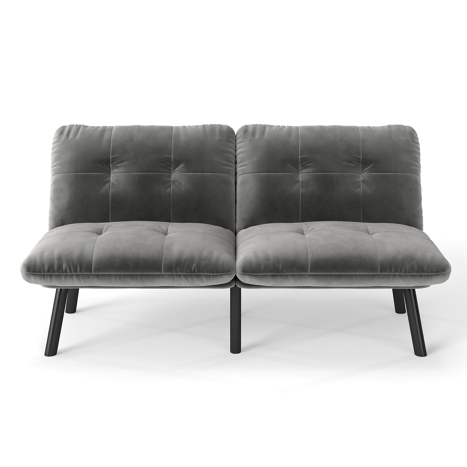 Foldable Futon Sofa Bed 2-Seater Guest Bed - Grey