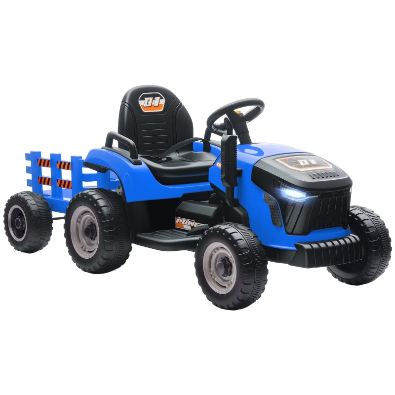 Electric Children's Tractor with Remote Control and Soft Start, Blue
