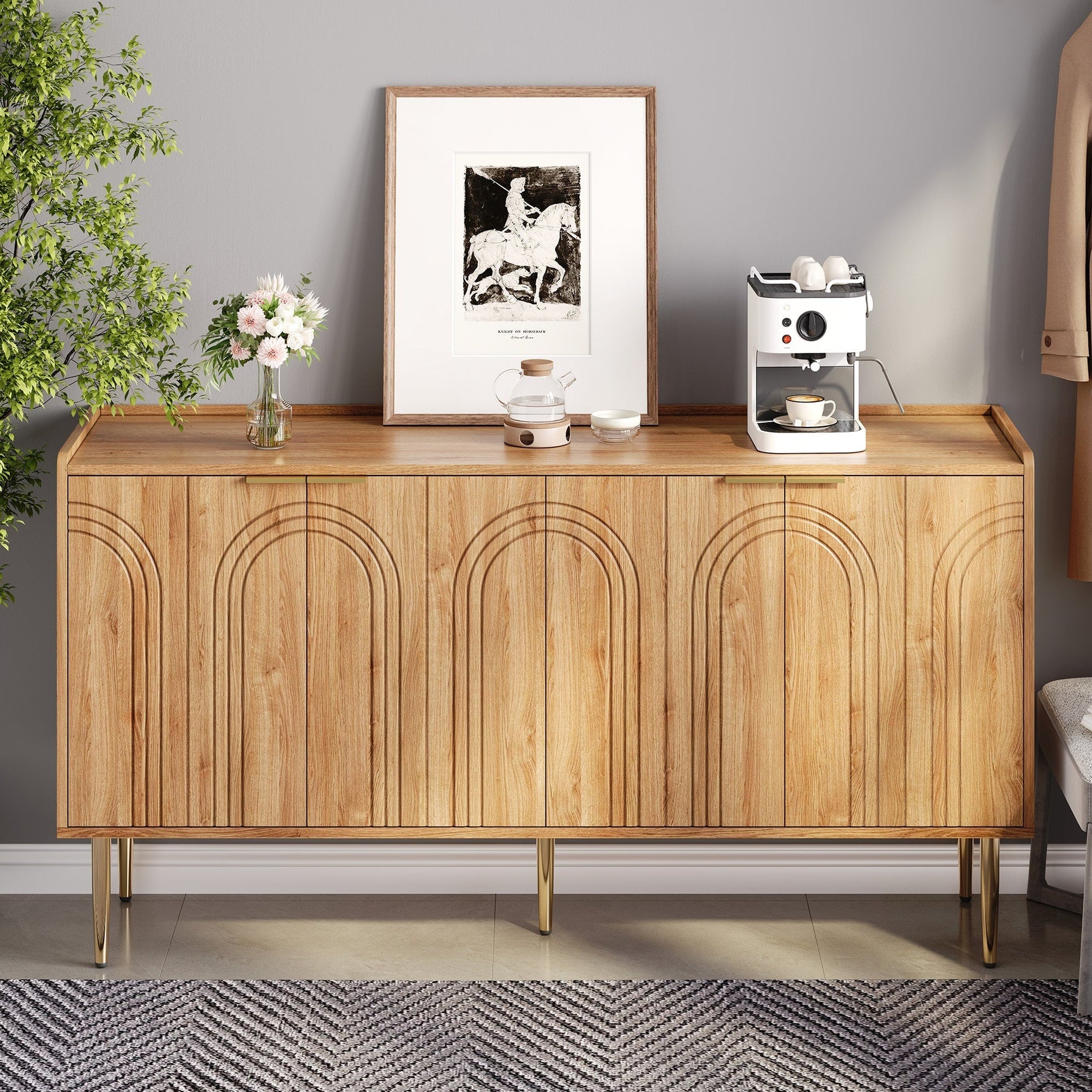 Sideboard Buffet Cabinet Storage 140x38x75cm - Modern Simple