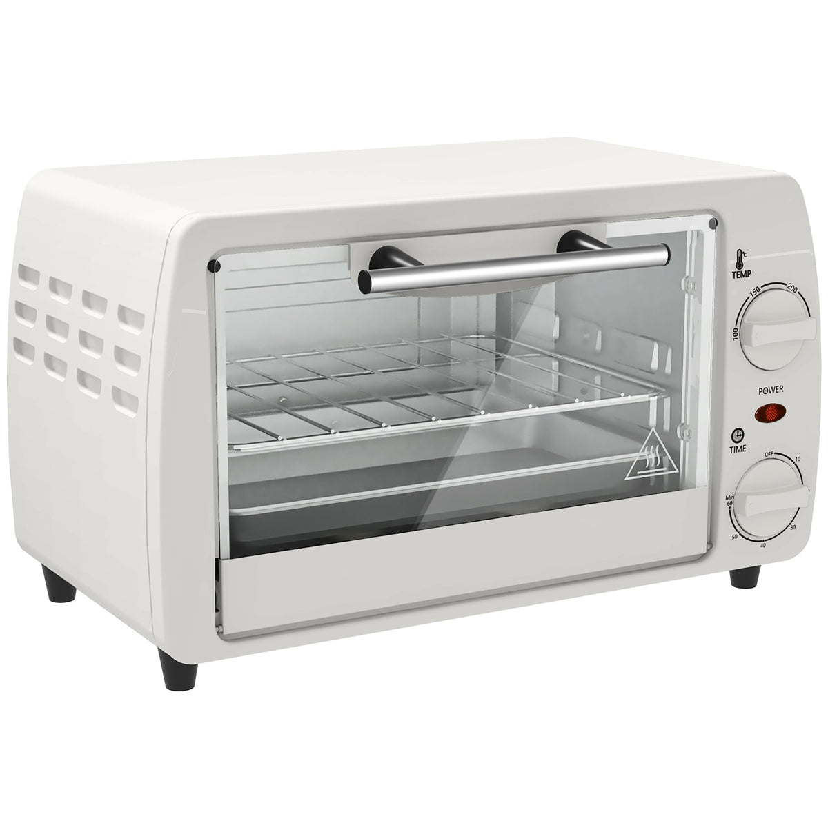 Mini Oven 10L 750W 230℃ Temp 60 Min Timer, Cream White