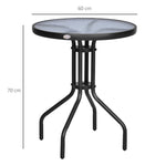 Round Garden/Balcony Table Ø60xH70cm Safety Glass Metal