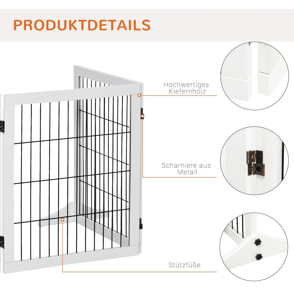 Dog Gate, Safety Stair Gate, Pinewood White