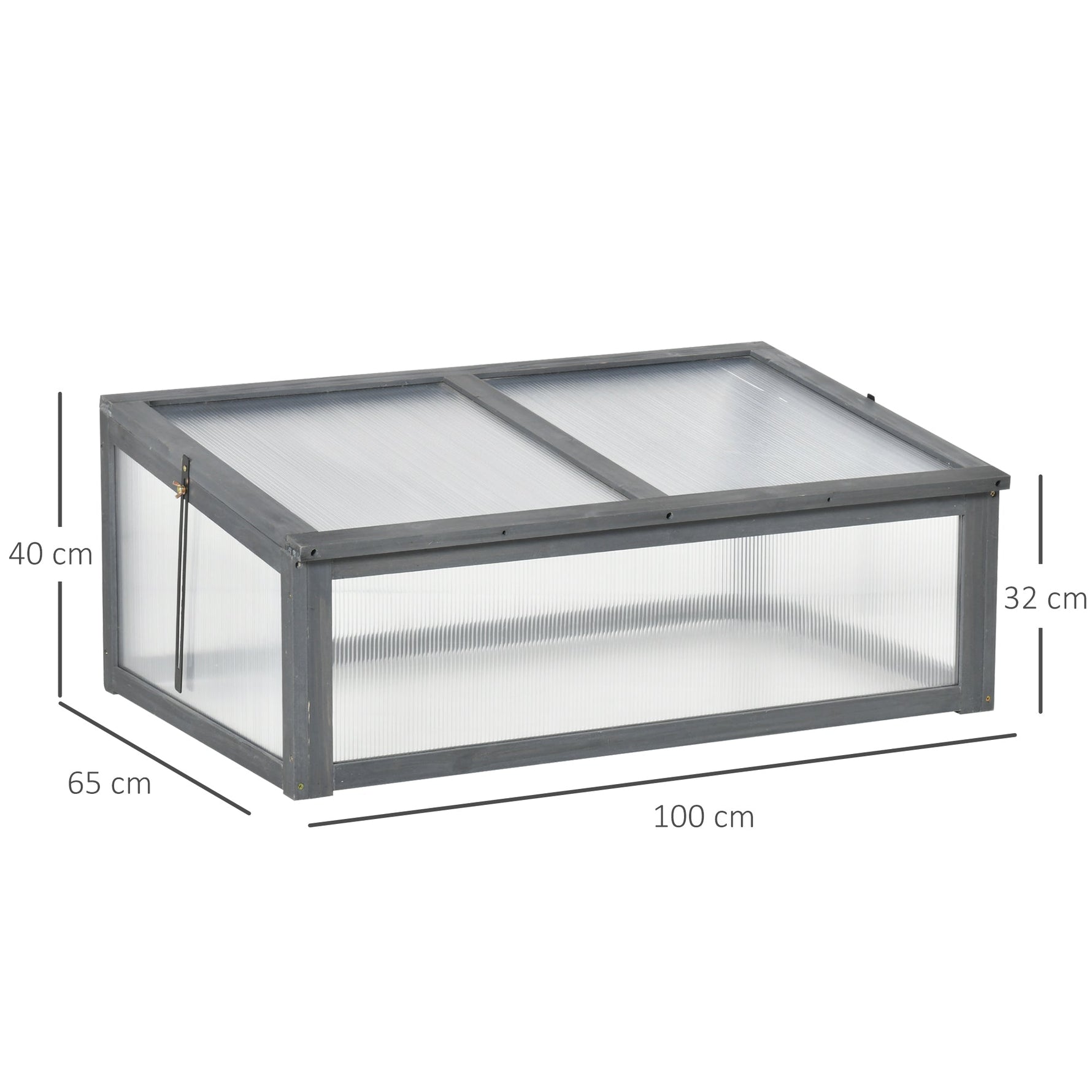 Wooden Cold Frame, Mini Greenhouse, UV Protection, Grey