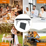 Folding Table 180cm, Portable Heavy Duty Multi-Functional, Black