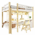 Loft Bed 90x200/140x200 cm with Desk & Drawers, Pine Wood