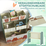 Children's Wardrobe 6 Fabric Boxes Cute Design - Green