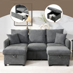 Corner Sofa U-Shaped Three-Seater Modular with Storage & Sleeping Function, Chenille