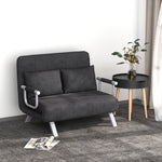 2-Seater Sofa Bed, Armrests Folding Guest Faux Suede Grey