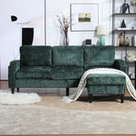 Sofa, 4-Seater with Footstool & Storage, Velvet