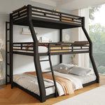 Triple Bunk Bed Frame 90x200/120x200/140x200cm, Black Metal