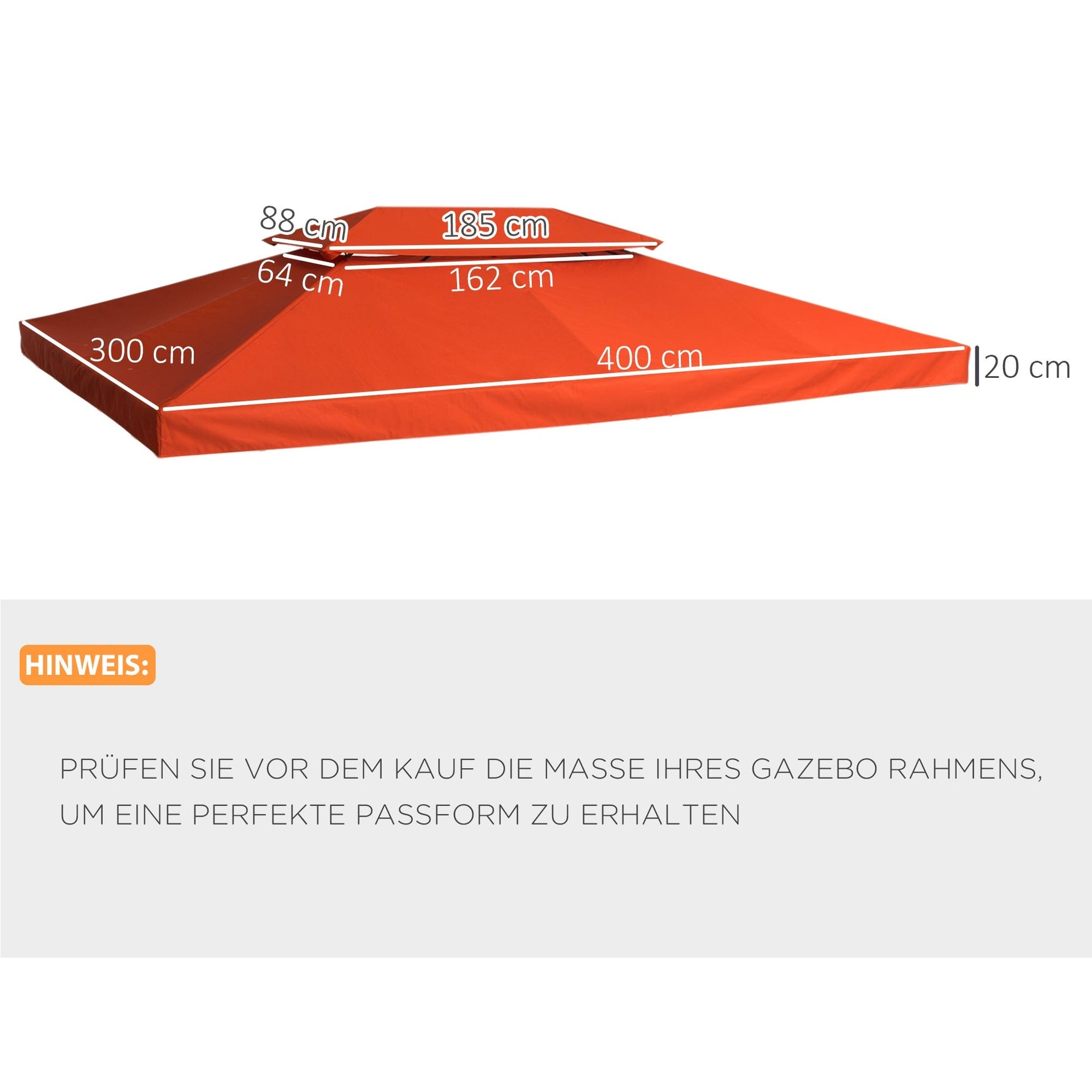 Replacement Roof 3x4m Gazebo/Tent Polyester Rust Red