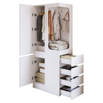Wardrobe with Drawers and Open Storage, 70x40x170cm, White