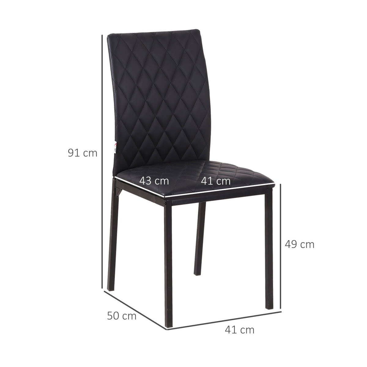 Dining Chairs, Set of 4 Upholstered Steel Legs, Black
