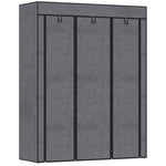 Fabric Wardrobe, 8 Tiers, Clothes Rails, Non-Woven Fabric, Dark Grey