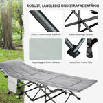Camping Bed Folding with Pillow, Side Pocket, 150kg, Light Grey