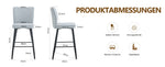 Bar Chair Set 2-Piece 101cm High Ergonomic Backrest - Light Grey PU