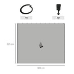 Gazebo Side Panels, 4-Piece Set with Hooks 302 x 205 cm, Light Grey Polyester
