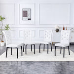 Set of 2 Dining Seats Soft Retro Crocodile Pattern Crystal Clasps White and Black Faux Leather