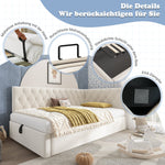 Upholstered Bed, Day Bed Sofa Bed with Hydraulic Storage, 90x190cm, Velvet Beige