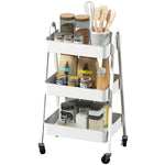 Serving Cart, 3 Levels with Wheels and Brake, White