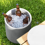 Cool Bar Side Table, 10 L Drinks Cooler, Light Gray