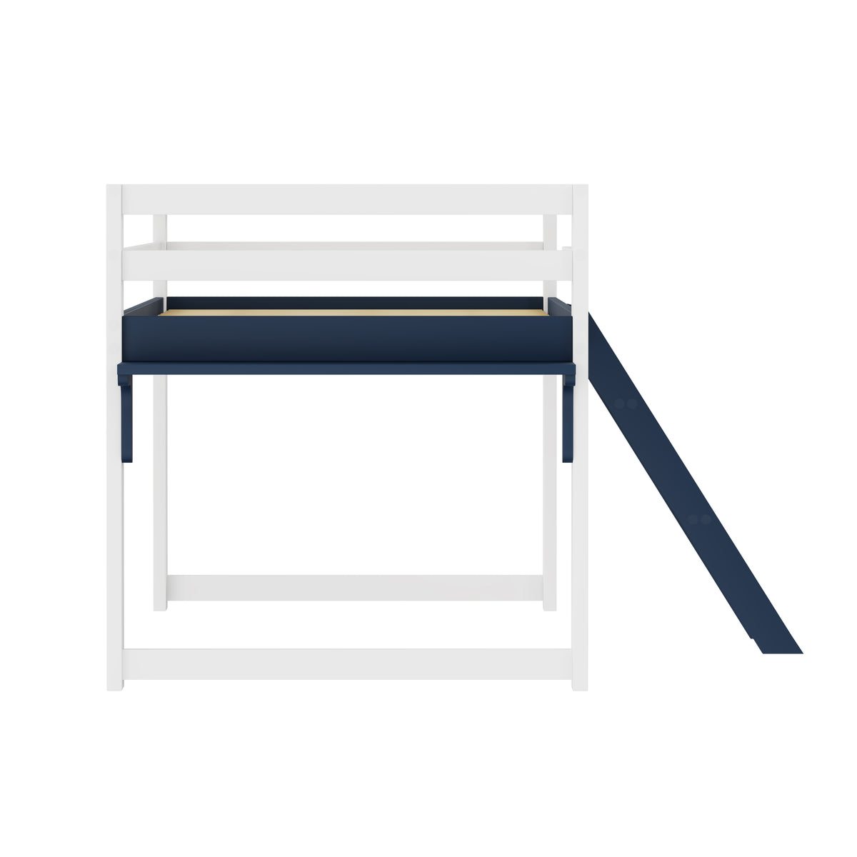 Children's Loft Bed 90x200 cm with Ladder & Table, White-Navy Blue