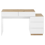 Desk and Dressing Table with 5 Storage Drawers, White and Oak
