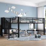 Semi-High Loft Bed 90x200 Storage Stairs Black