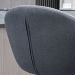 Bar Stool, Height-Adjustable with Backrest and Footrest, Grey Linen Look