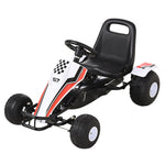 Go-Kart Ride-On Car with Pedal Brakes for Kids 3-6 Years, White Steel