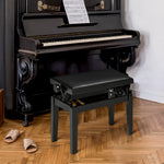 Piano Stool Height-Adjustable, Faux Leather, Black