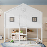 House Bed, Stairs, Safety Rail & Gate, Pine & MDF, White & Grey